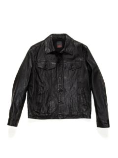 Shank Button Trucker Leather Jacket by Levis Outerwear