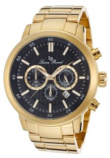 Lucien Piccard 12011 YG 11  Watches,Mens Monte Viso Chronograph Black Dial Gold Tone IP Stainless Steel, Chronograph Lucien Piccard Quartz Watches