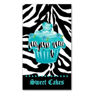 Bakery Zebra Rose Blue Cupcake Heart Icing Dots Business Card Template
