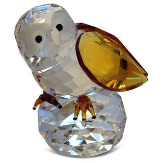 Crystal Florida Crystal Owl Figurine with Amber Wings Collectible Figurines