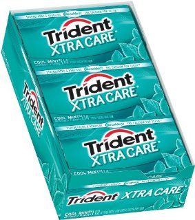 Trident Xtra Care Gum, Cool Mint, 14 Piece Packs (Pack of 12)  Chewing Gum  Grocery & Gourmet Food