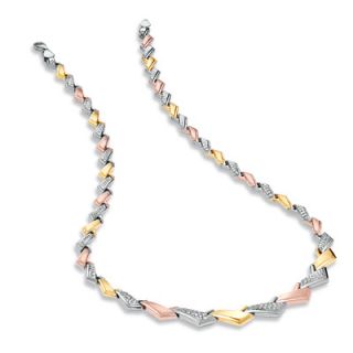 Stampato Necklace in Sterling Silver and 10K Tri Tone Gold Plate