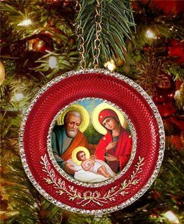 Holy Family Icon Religious Christmas Ornament W Stand Russian Icon Nativity   Wall Sculptures