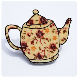 flowery teapot brooch by kayleigh o'mara