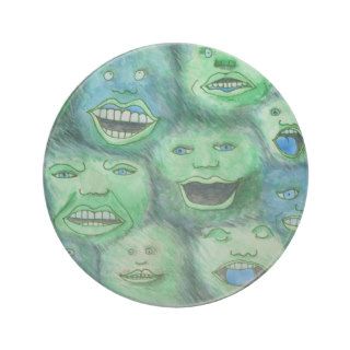 Funny Faces. Fun Cartoon Monsters. Green. Coasters