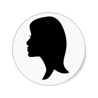 Girl Silhouette Round Sticker