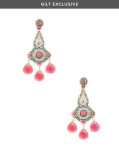 Pink Jade & Raspberry Chandelier Earrings by Miguel Ases