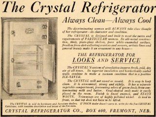 1911 Ad Crystal Refrigerator Co Furniture Refrigeration   Original Print Ad  