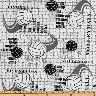 44'' Wide Timeless Treasures Volleyball Grey Fabric By The Yard