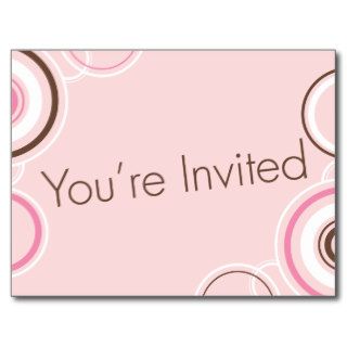 You're Invited   Pink & Brown Circles Post Cards