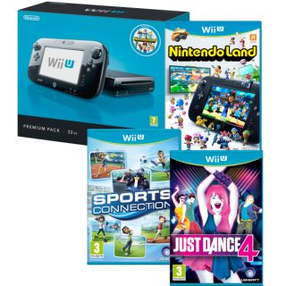 Wii U Console 32GB Nintendo Land Premium Bundle (Includes Just Dance 4 and Sports Connection)      Games Consoles