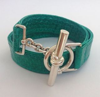 green snake bracelet with silver toggle by mmzs jewellery design