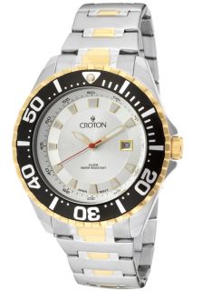 Croton CA301228TTSL  Watches,Mens Aquamatic Silver Dial Two Tone, Casual Croton Quartz Watches