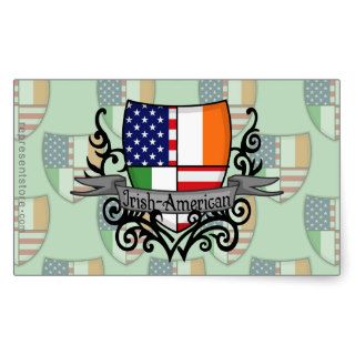 Irish American Shield Flag Rectangle Stickers