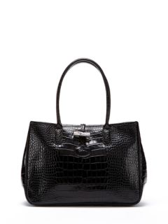 Roseau Croco Embossed Patent Leather Tote Bag by Longchamp