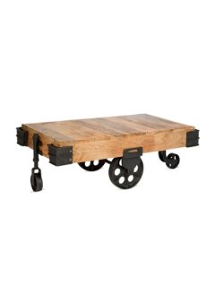 Industrial Cart Coffee Table by Bois et Cuir by CDI Intl
