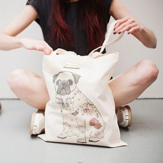 tattoo pug tote bag by sophie parker