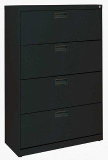4 Drawer Lateral Steel File Cabinet (Black) (52.625"H x 30"W x 18"D) 