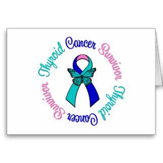 Thyroid Cancer Survivor Butterfly Ribbon Greeting Card
