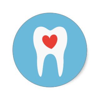 Tooth silhouette love heart dentist dental sticker