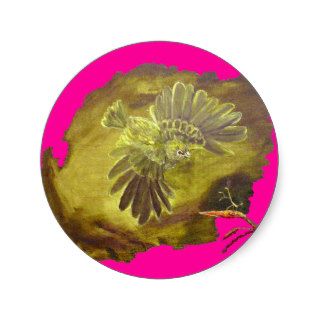 "Aggressive Green Parrot" Round Sticker Sticker
