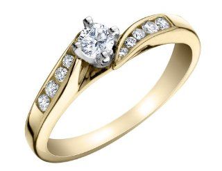 Diamond Engagement Ring 1/4 Carat (ctw) in 10K Yellow Gold Jewelry