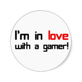 I'm in Love with a Gamer Round Stickers
