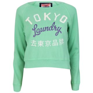 Tokyo Laundry Womens Long Sleeve Cropped Sweatshirt   Washed Green      Womens Clothing