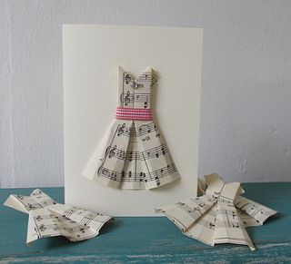 origami paper dress card by society of little