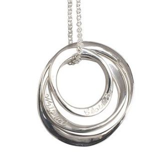 personalised three silver ring necklace by sibylle jewels