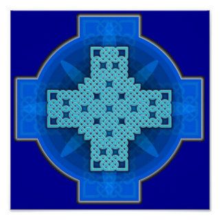 Celtic Cross 9 Blue Posters