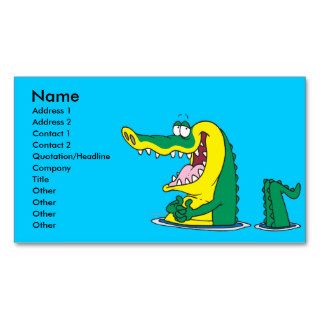 silly alligator crocodile cartoon character business card templates