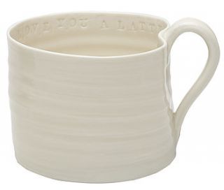 'love you a latte' hand thrown mug by gemma wightman ceramics