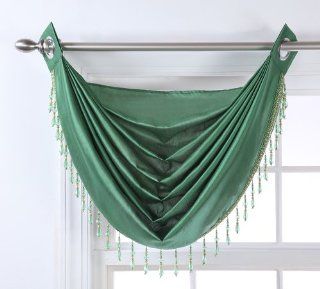 Shop Stylemaster Chelsea Grommet Waterfall Valance with Beaded Trim, 36 Inch by 37 Inch, Emerald at the  Home Dcor Store