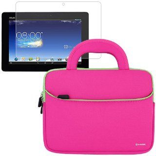 BIRUGEAR Hot Pink Neoprene Travel Handle Carrying Sleeve Case with Screen Protector for ASUS MeMO Pad 10 (ME102A)   10.1'' Android Tablet Computers & Accessories