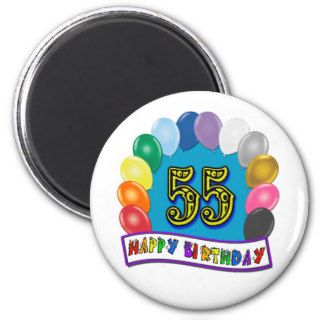 55th Birthday Balloons Design Refrigerator Magnet