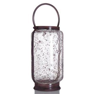 13"brown Pebble Glass Capsule Lantern   Outdoor Tabletop Lanterns