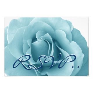 Baby Blue Rose and White Wedding Template Personalized Invitations