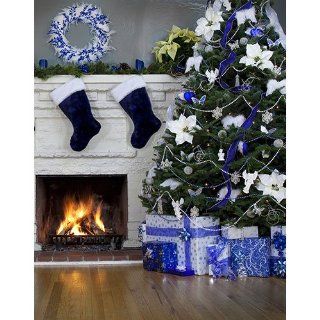 CHRISTMAS Printed Photography Background fireplace Titanium Cloth TC9444 Backdrop 5'x6' Ft (60"x80") Better Then Muslin or Canvas   Photographs