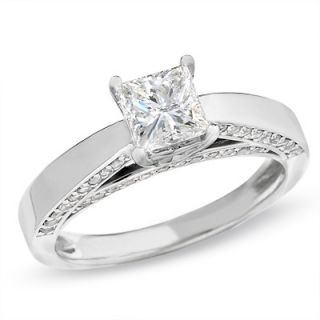 CT. T.W. Princess Cut Diamond Engagement Ring in 14K White Gold