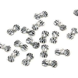 Yesurprise 20 Acrylic Rhinestones 3D Bow Tie Glitters Beads Nail Art Tip DIY Decoration Black Zebra  Beauty
