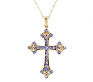 1.20 ct tw Tanzanite Cross Enhancer on 18 Chain 14K Gold —