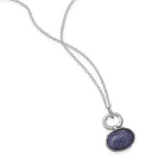 Sterling Silver 18 Inch Necklace with Sodalite Drop Vishal Jewelry Jewelry