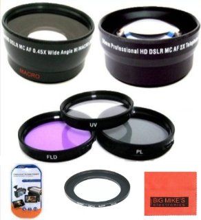 Deluxe Lens Kit for Canon PowerShot SX500 IS 16.0 MP Digital Camera Includes 67mm 3PC Filter Kit + 67mm 2X Telephoto Lens + 67mm 0.45x Wide Angle Lens with Macro Filter Adapter + More  Camera Lens Filter Sets  Camera & Photo