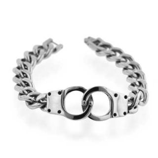 Stainless Steel 11.8mm Handcuff Curb Chain Bracelet   8   Zales