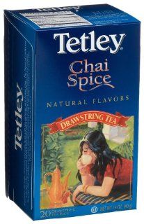 Tetley Chai Spice Natural Flavors Drawstring Tea, 20 Count Tea Bags (Pack of 6)  Grocery & Gourmet Food