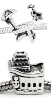 Pro Jewelry "Cruise Ship and Beach Chair Charm" Charm Bead for Snake Chain Charm Bracelets Jewelry