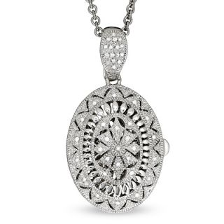 Diamond Accent Oval Vintage Locket in Sterling Silver   Zales