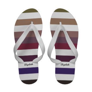 Personalized Plum Purple and White Stripes Flip Flops