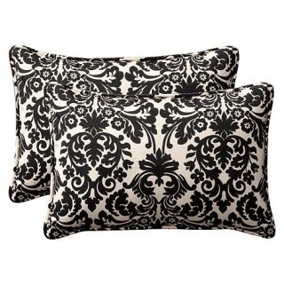 Pillow Perfect Set of 2 Outdoor Essence Rectangular Throw Pillows   BlackBeige